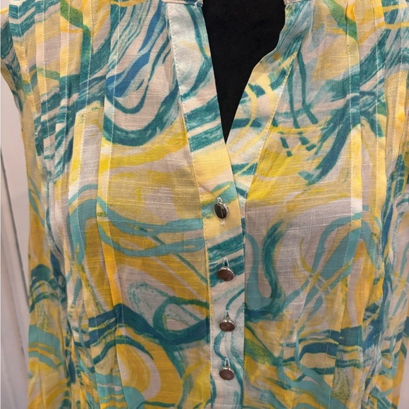 Cocomo Woman Sleeveless Summer V Neck 3/4 Button Down Blouse Sz 3X - Picture 4 of 6